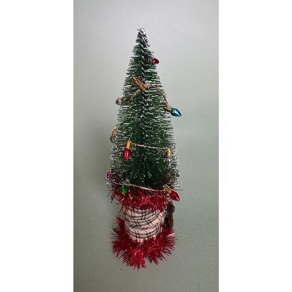 Handcrafted Bottle Brush Tree on Decorated Thread Spool Holiday Décor SPT8 - Picture 4 of 4